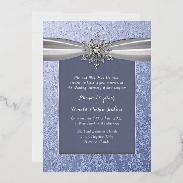 Elegante Jeweled Snowflake Wedding Folieneinladung (Briefumschlag)