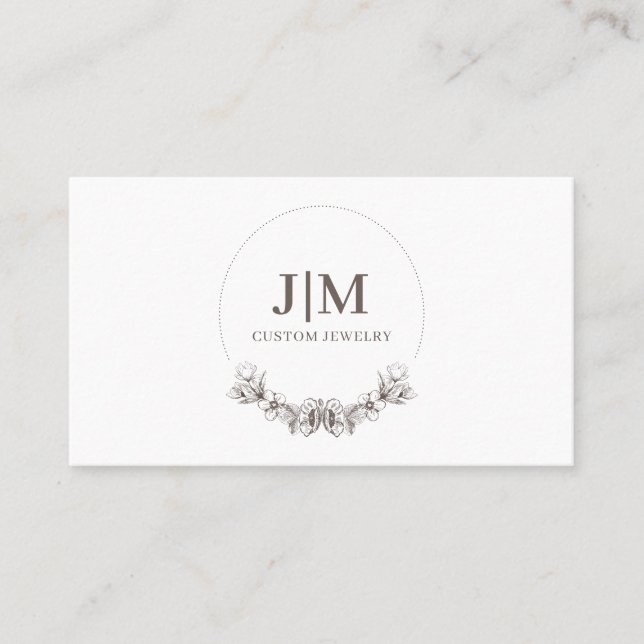 Elegante Jewelry Designer Monogram Business Card Visitenkarte (Vorderseite)