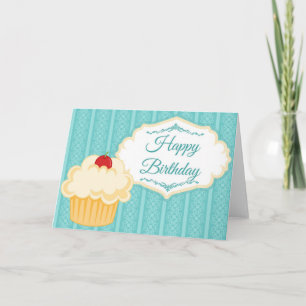 Elégante Jolie Vanilla Cupcake Bonne carte d'anniv