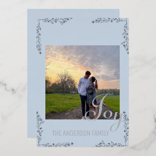 Elegante Joy Floral- und Blattfolie Fotokarte Folien Feiertagskarte