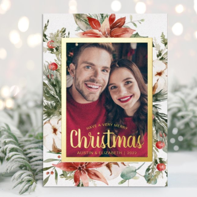 Elégante Joyeux Noël Gold Foil Carte de vacances (Elegant Merry Christmas Gold Foil Holiday Card)