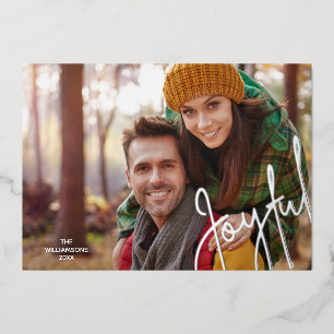 Elégante Joyful Silver Foil Carte de vacances