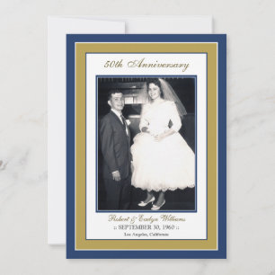 Elegante Jubiläum-Party Einladung (blau/gold)