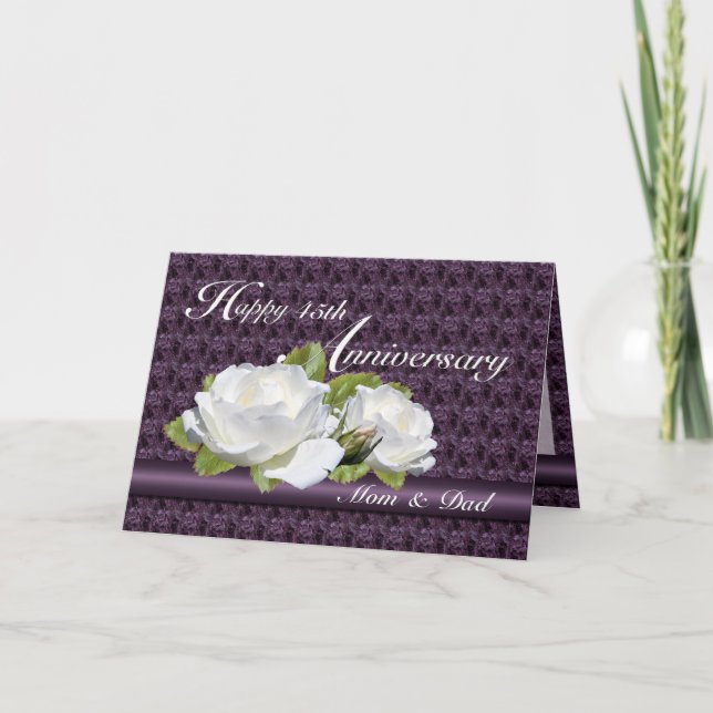 Elegante Jubiläum Weiße Rosenkarten Karte (Vorderseite)