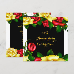Elegante Jubiläumsfeier Rot Gelbe Rosen 3 Einladung