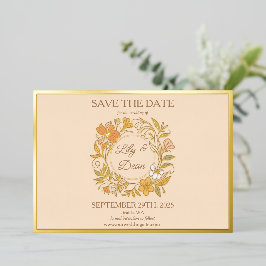 Elegante Jugendstil Blumenstrauß Save the Date Kar Folieneinladung