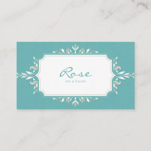 Elegante Jugendstil Botanisch Aquamarin & Taupe Visitenkarte