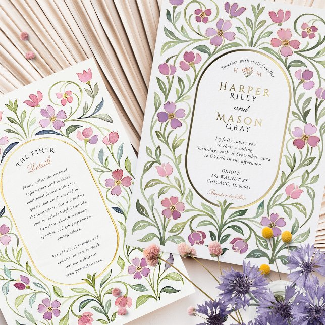 Elegante Jugendstil Floral Folieneinladung (Von Creator hochgeladen)