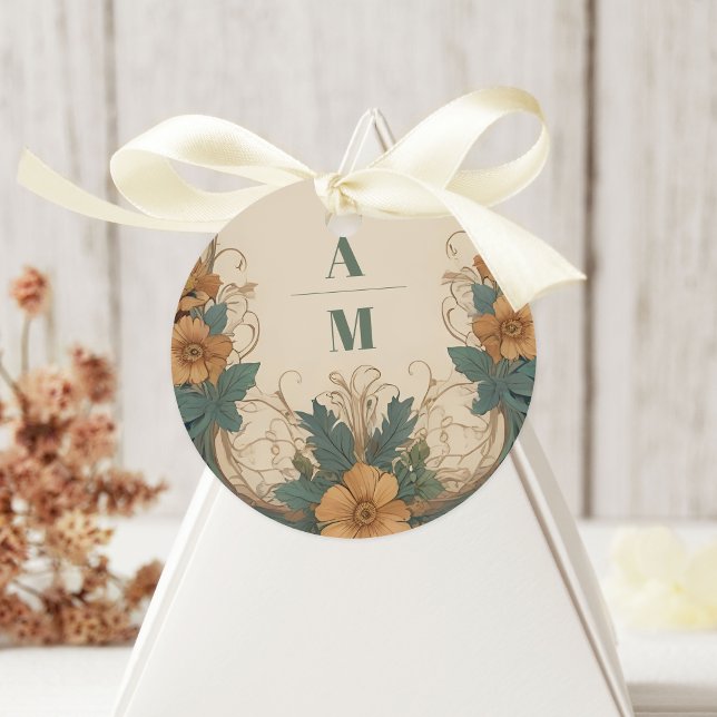 Elegante Jugendstil-Hochzeit Runder Aufkleber (Von Creator hochgeladen)