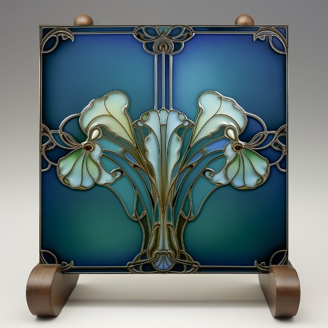 Elegante Jugendstil Iris Keramik Fliese (Von Creator hochgeladen)