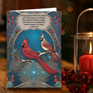 Elegante Jugendstil-Kardinäle Christlich Weihnacht Karte