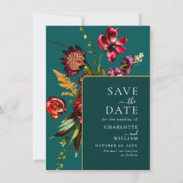 Elegante Jugendstilgarten Blume Hochzeit Save The Date