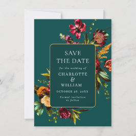 Elegante Jugendstilgarten Blume Hochzeit Save The Date