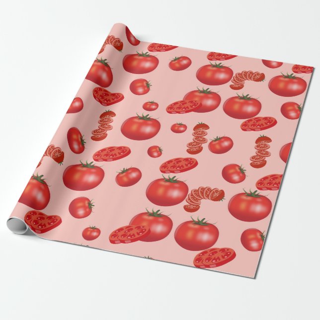 Elegante Juicy Red Tomato und Tomato Scheiben Geschenkpapier (Ungerollt)