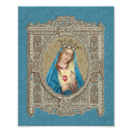 Elegante Jungfrau Mary imakulieren Herz Religiös Fotodruck