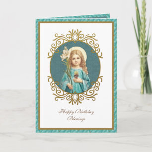 Elegante Jungfrau Mary Vintag Religious Karte