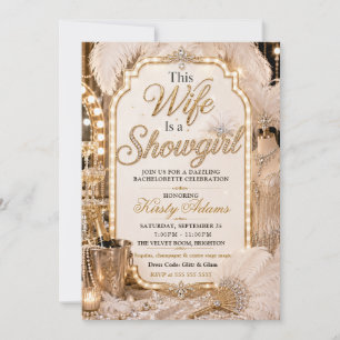 Elegante Junggesellinnenparty als Showgirl Einladung