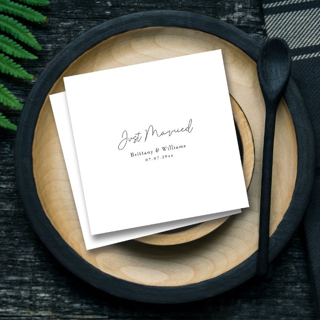 Elegante 'Just Married' Hochzeit - Personalisiert Serviette (Elegant 'Just Married' Wedding - Personalized Napkins)