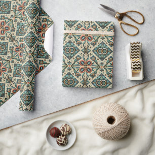 Elegante Juwel-Töne mit ineinander verschlungenen Geschenkpapier