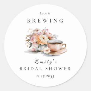Elegante Kaffeeliebe Brautparty brodelt Runder Aufkleber