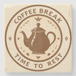 Elegante Kaffeepause Teekanne Illustration Steinuntersetzer