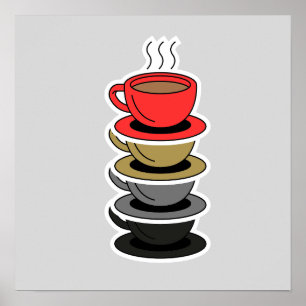 Elegante Kaffeetassen-Wandkunst Poster