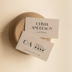 Elegante Kakao Creme Minimalistisch Boho Chic Mode Visitenkarte
