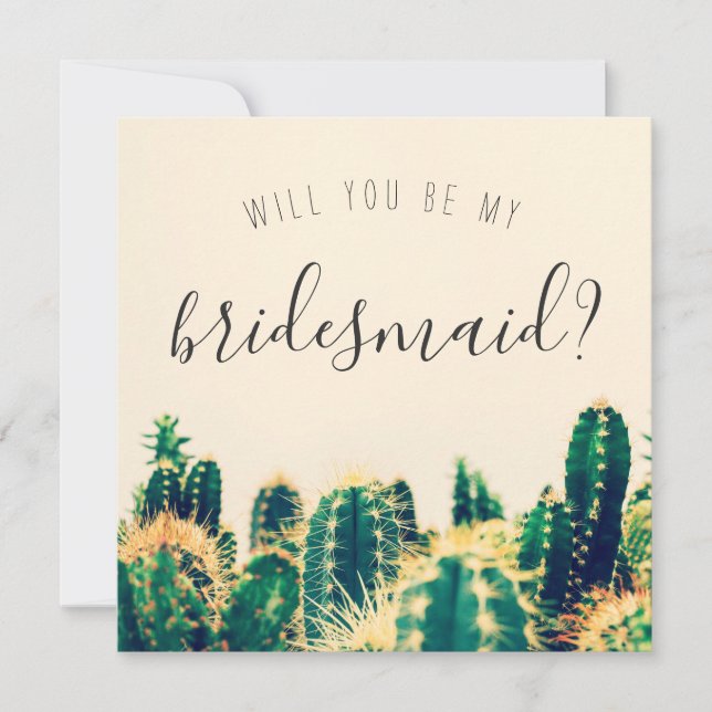 Elegante Kakteen werden Sie meine Bridesmaid-Karte Einladung (Vorderseite)