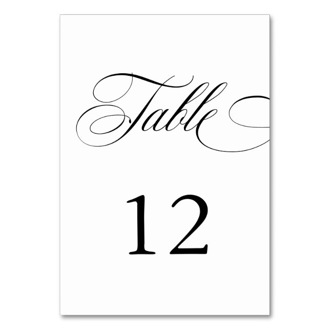 Elegante Kalligrafie American Style Handwriting Tischnummer (Vorderseite)