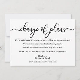 Elegante Kalligrafie Änderung von Plänen Neue Datu Save The Date
