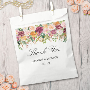 Elegante Kalligrafie-Aquarell-Rosengarten-Hochzeit Geschenktütchen