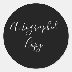 Elegante Kalligrafie Autographierte Kopie Schwarz Runder Aufkleber