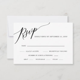 Elegante Kalligrafie Black and White Wedding RSVP 