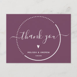 Elegante Kalligrafie - Burgundy Wedding Vielen Dan Postkarte