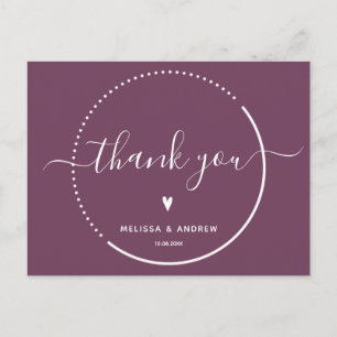 Elegante Kalligrafie - Burgundy Wedding Vielen Dan Postkarte