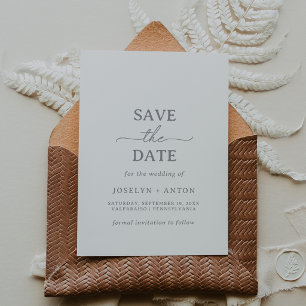 Elegante Kalligrafie Chic Graue Hochzeit Save The Date