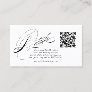 Elegante Kalligrafie-Details QR-Code-Beilagekarte Visitenkarte