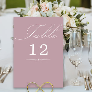 Elegante Kalligrafie Dusty Rose Pink Hochzeit Tischnummer