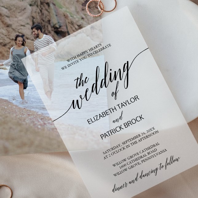 Elegante Kalligrafie Einfach Moderne Minimale Hoch (Elegant Calligraphy Simple Modern Minimal Wedding Vellum Invitations)