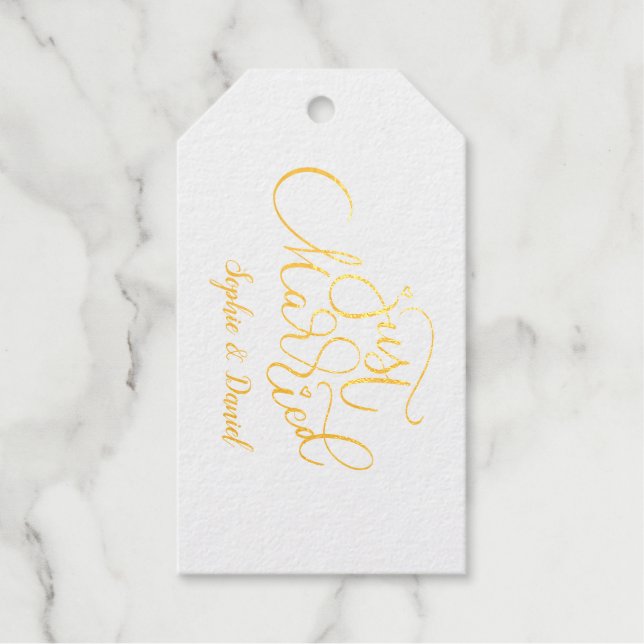 Elegante Kalligrafie, einfach verheiratet Geschenkanhänger (Vorderseite)