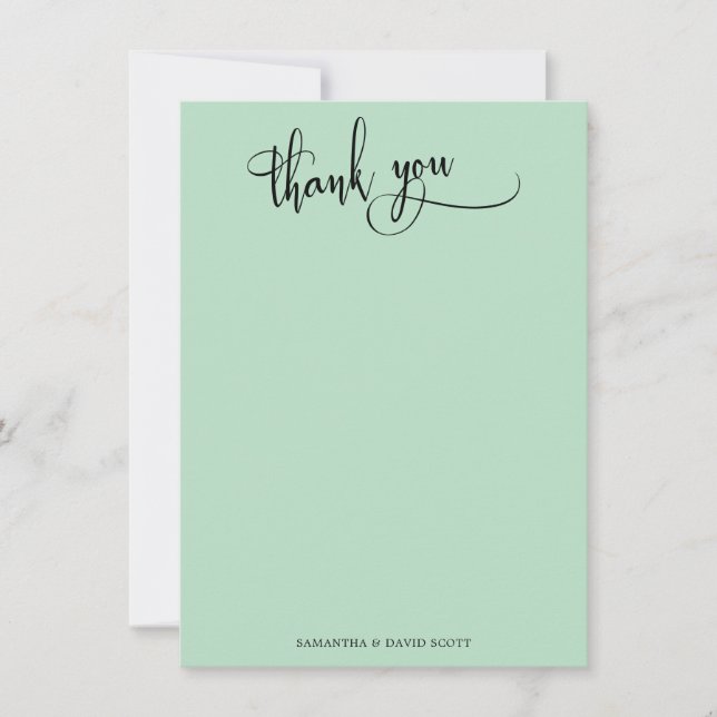 Elegante Kalligrafie einfache Iced Mint Vielen Dan Dankeskarte (Vorderseite)