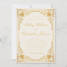 Elegante Kalligrafie Elfenbein und Gold Vintage Ho