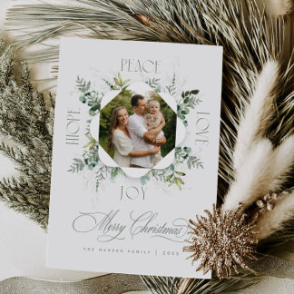 Elegante Kalligrafie-Eukalyptus-Feiertags-Fotokart Feiertagskarte