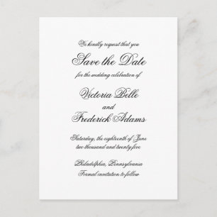 Elegante Kalligrafie Formale Hochzeit Termin vorme Ankündigungspostkarte