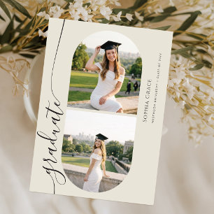 Elegante Kalligrafie-Foto-Abschlussanzeige Postkarte