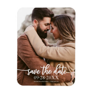 Elegante Kalligrafie-Foto-Hochzeit Termin vormerke Magnet