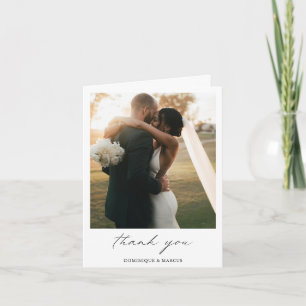 Elegante Kalligrafie-Foto Moderne Hochzeit Dankeskarte