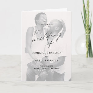 Elegante Kalligrafie-Foto-Moderne Hochzeit Programm