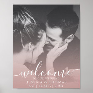 Elegante Kalligrafie Foto Roségold Hochzeit Poster
