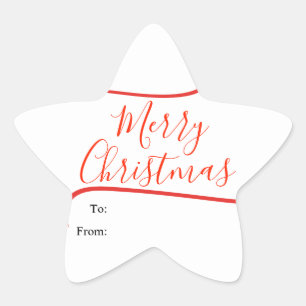 Elegante Kalligrafie Frohe Weihnachten Geschenk Stern-Aufkleber